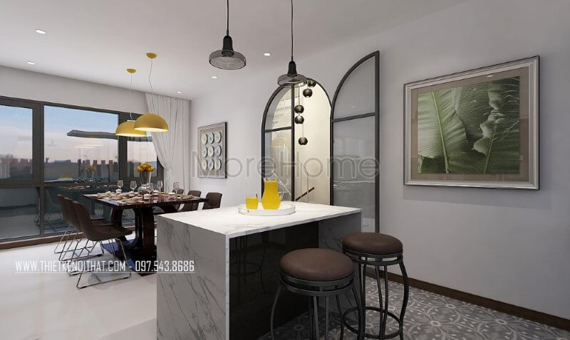 Thiết kế phòng bếp đảo kề phòng ăn mang phong cách hiện đại, đẹp, sang trọng. Thiết kế phòng bếp, tủ bếp đẹp