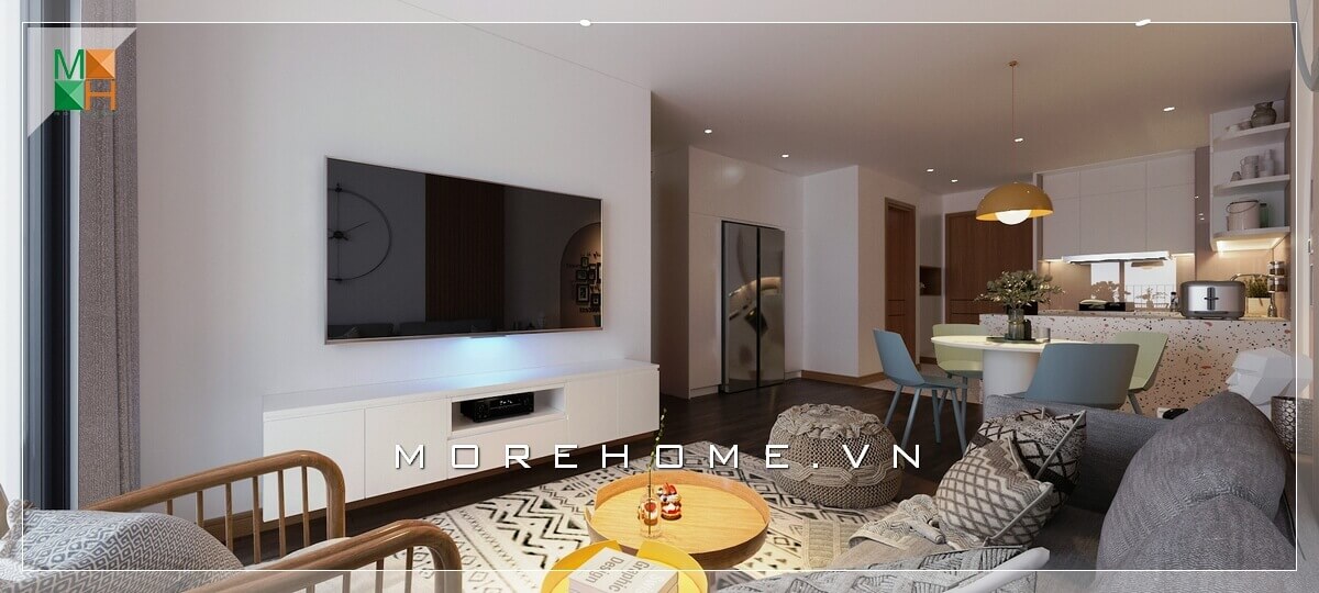 Sử dụng kệ ti vi cao cấp hiện đại màu trắng trang nhã tô thêm nét nổi bật của ngôi nhà Thiết kế nội thất phòng khách biệt thự