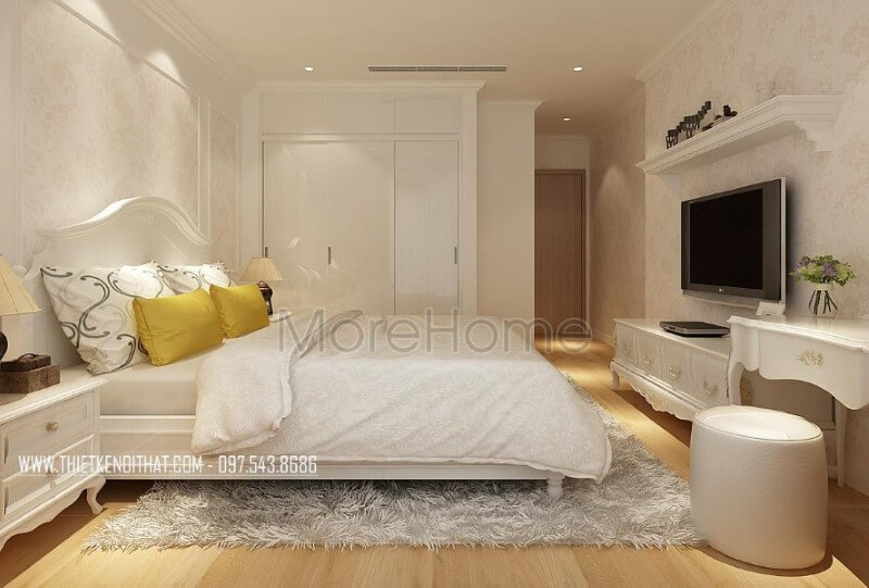 Giường ngủ chung cư tân cổ điển Giường ngủ chung cư tân cổ điển