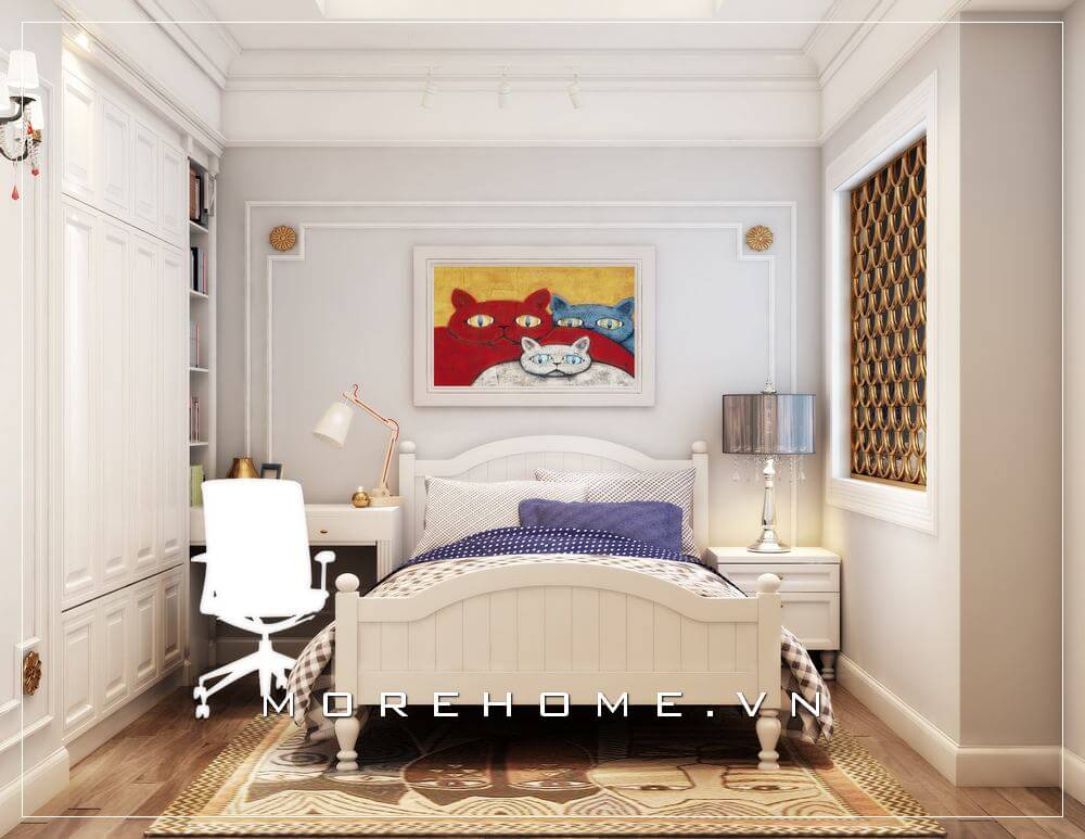 Giường ngủ chung cư tân cổ điển Giường ngủ chung cư tân cổ điển