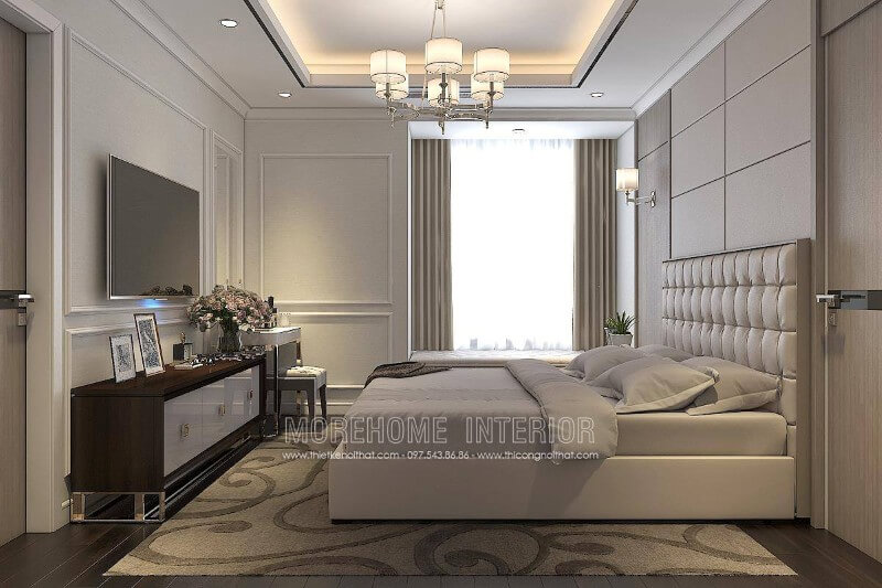 Thiết kế nội thất phòng ngủ chung cư với đồ nội thất sang trọng, trang nhã Mẫu nội thất chung cư đẹp