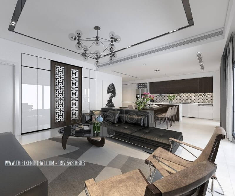 Mẫu thiết kế nội thất phòng khách trẻ trung, hiện đại không lo bị lỗi mốt Thiết kế phòng khách chung cư hiện đại