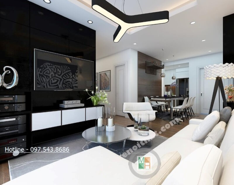 Thiết kế phòng khách chung cư phong cách trẻ trung Thiết kế phòng khách chung cư hiện đại