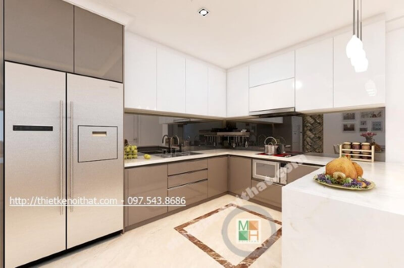 Tủ bếp đẹp được thiết kế theo kiểu dáng chữ u đầy mới lạ, các ngăn tủ được phân chia một cách khoa học giúp cho người nội trợ dễ dàng tạo cảm hứng hơn trong quá trình nấu nướng Tủ bếp hiện đại, tủ bếp chữ u, tủ bếp chữ i, tủ bếp chữ l