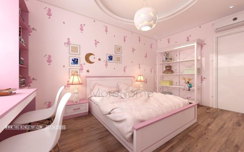 Gợi ý mẫu giường ngủ 1 người chất liệu gỗ công nghiệp nhẹ nhàng cho phòng ngủ của bé gái