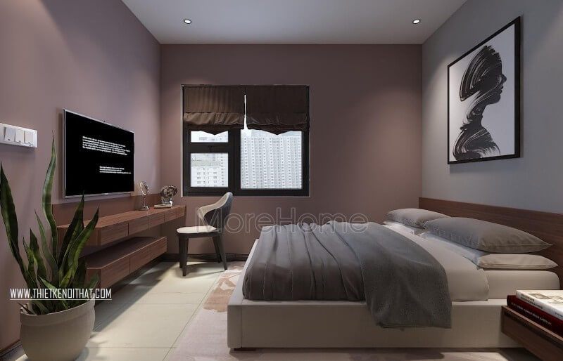 Phòng ngủ chung cư với nội thất gỗ công nghiệp MDF của An Cường đẹp, tiện dụng, đa năng