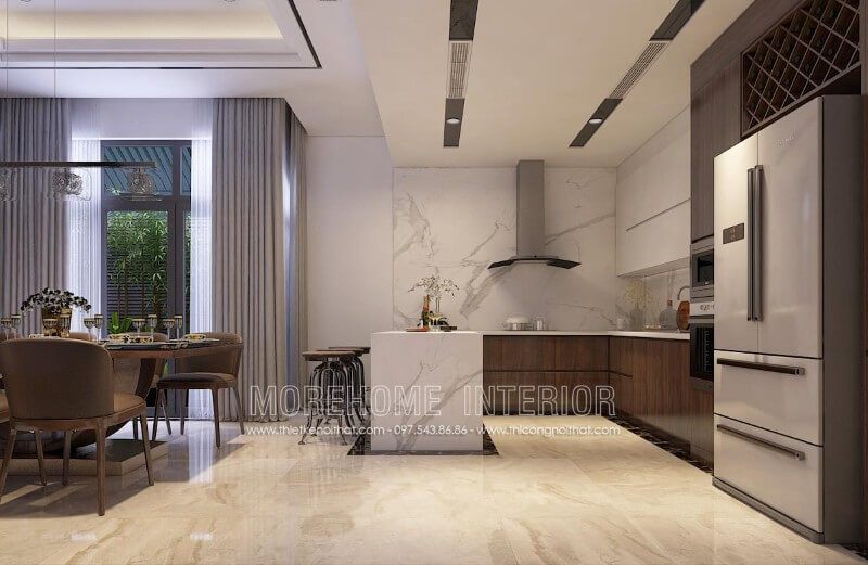 Tủ bếp gỗ chữ U mang lại sự sang trọng và ấn tượng cho nhà biệt thự, chung cư cao cấp, nên là lựa chọn hàng đầu.